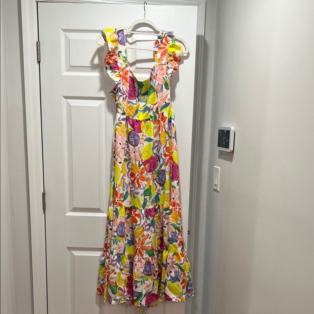 Aqua Multicolor Floral Maxi Dress